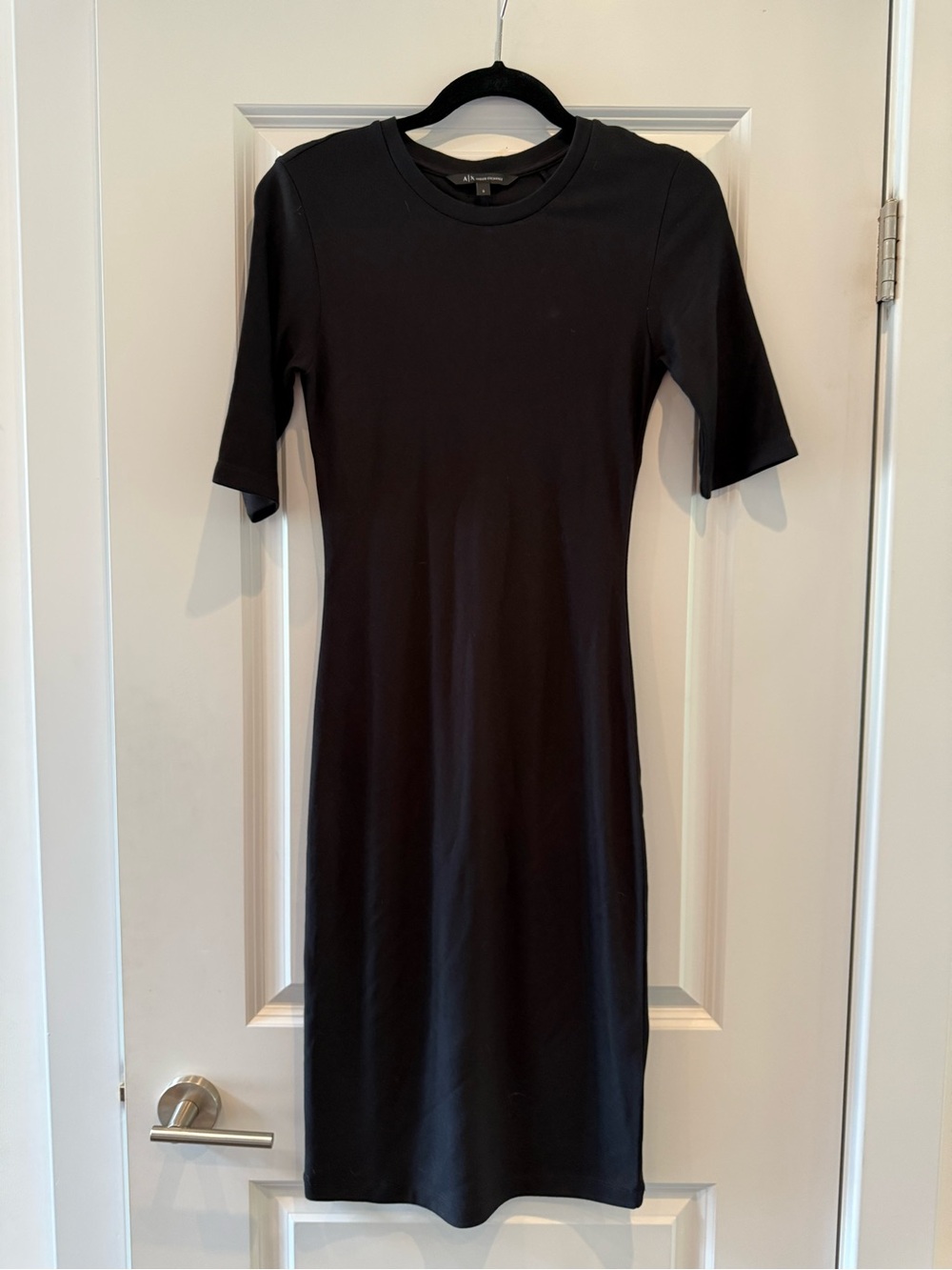 A/X Armani Exchange Black Short-Sleeve Crewneck Midi Dress